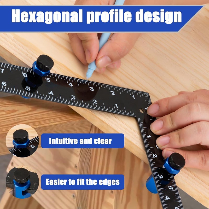 Eiahonen Tall Stair Gauges for Framing Square with Holder, Stair Gauge Layout Tools for Framing Square & Speed Square, Stair Guages Knobs Tool for Carpentry Squares, Framing Jig Circular Saw - Image 4